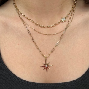 Triple Star Layered Necklace - Gold